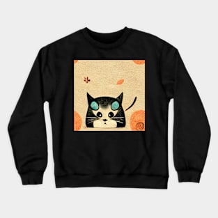 Cute Cat pattern 43 regular grid Crewneck Sweatshirt